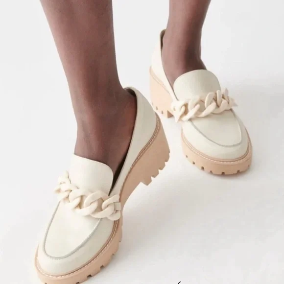 Dolce Vita Haris Platform Loafers with Chunky Chain Ivory Size 8.5 - Picture 2 of 11